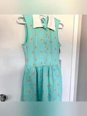 Unique Vintage women’s Mint Ice Cream Print Sleeveless Dress with White Collar